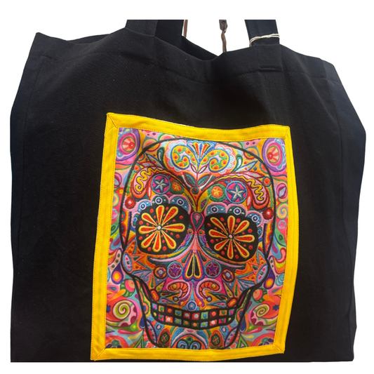 BOLSA GABARDINA CALAVERA NEGRA